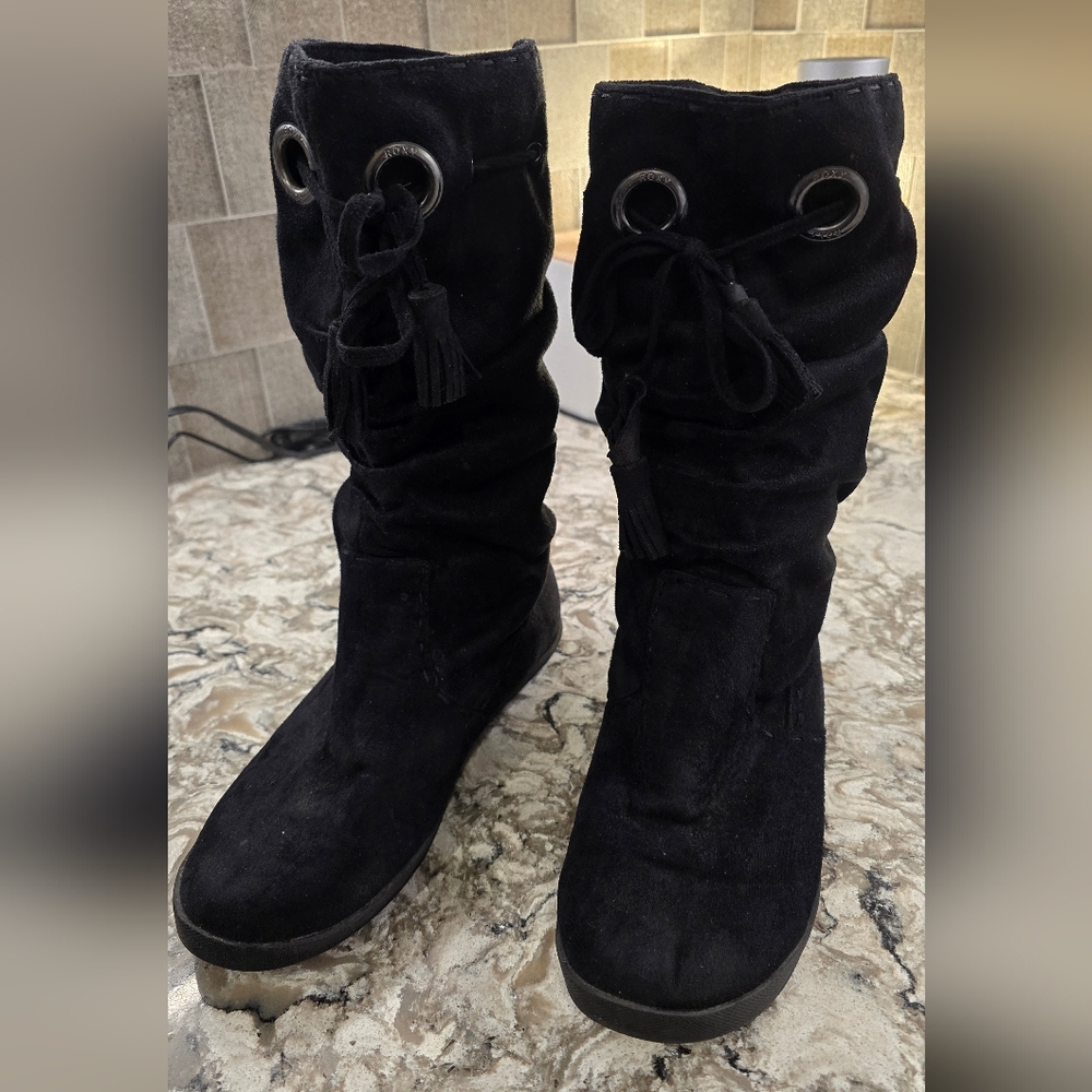 Roxy Women's Black Suede-like Slouch Boots Size 10